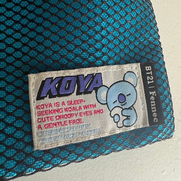 BTS BT21 x Fennec Mesh Mini Koya Koala Adjustable Crossbody Blue Zip Pouch Bag - Picture 3 of 6